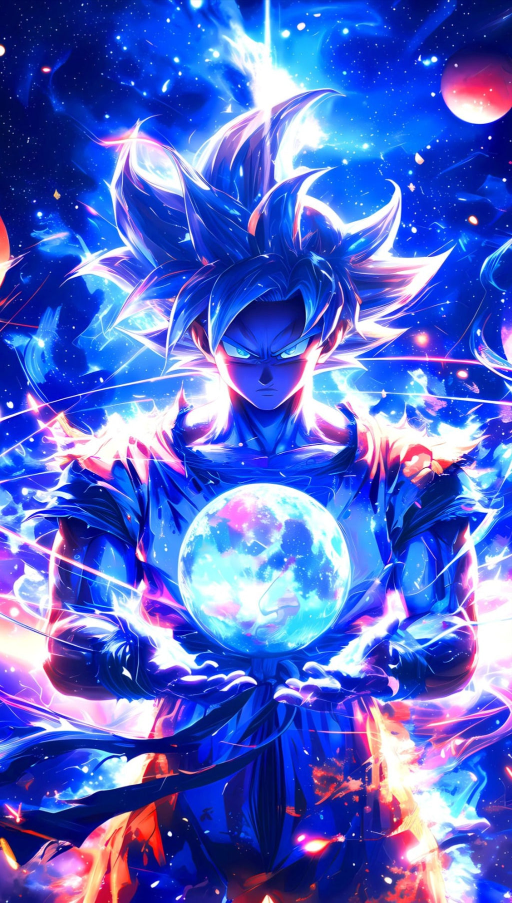 Goku Planeta en sus manos de Dragon Ball.