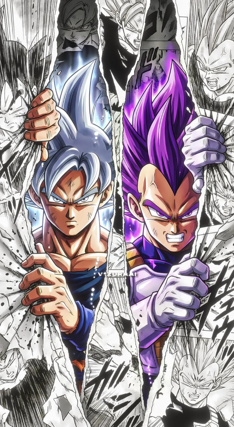 Goku Super Saiyayin Blue y Vegeta Super Saiyayin Blue Historieta
