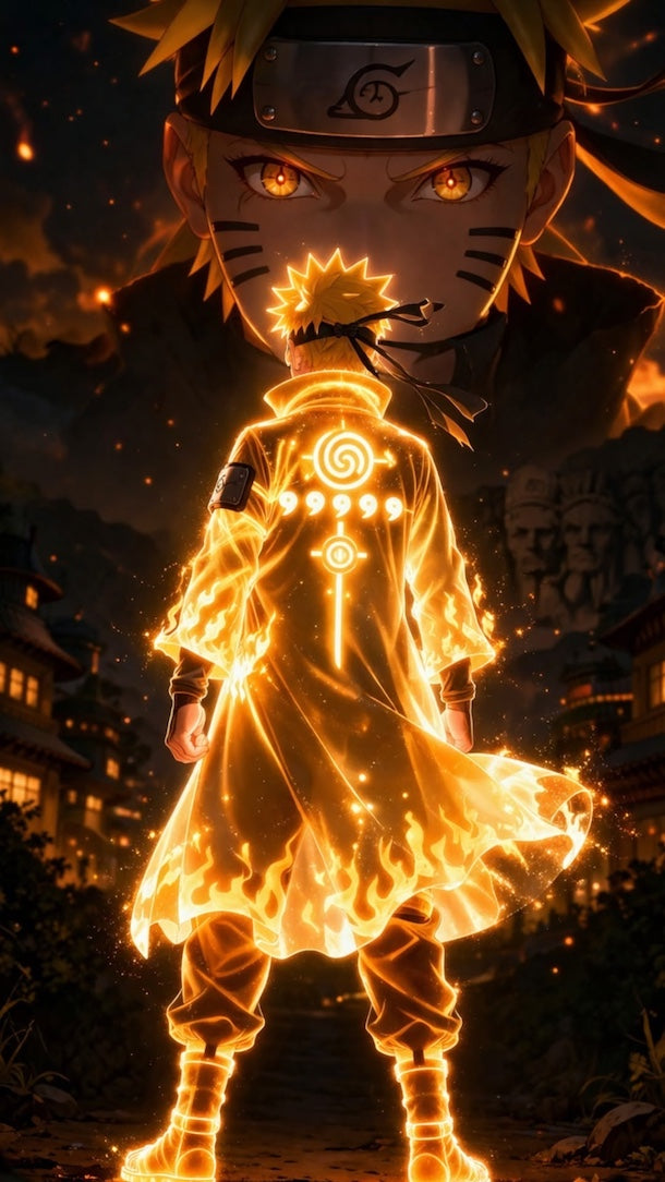 Naruto Modo Sabio de los seis caminos de espaldas sombra de frente de Naruto