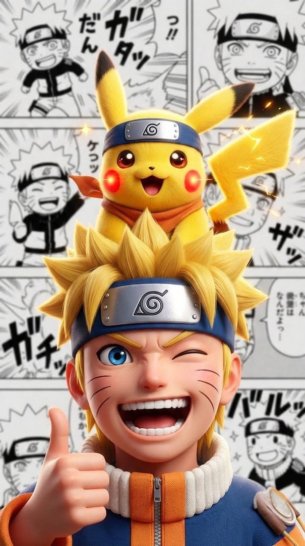 Naruto y Pikachu en Historieta