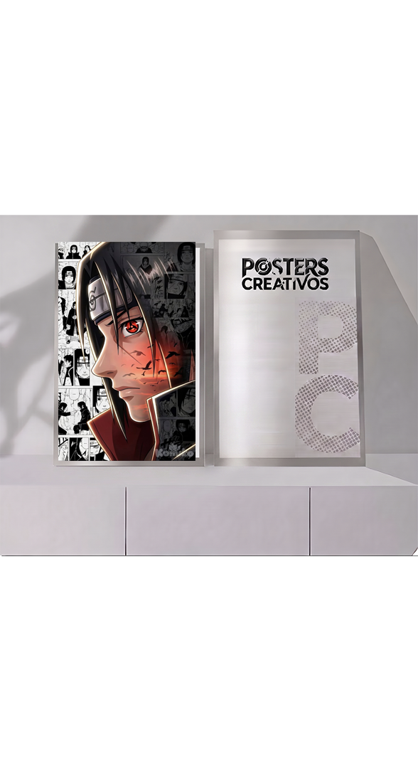 Poster Creativo Metalico Itachi Uchiha de Perfil en Historieta