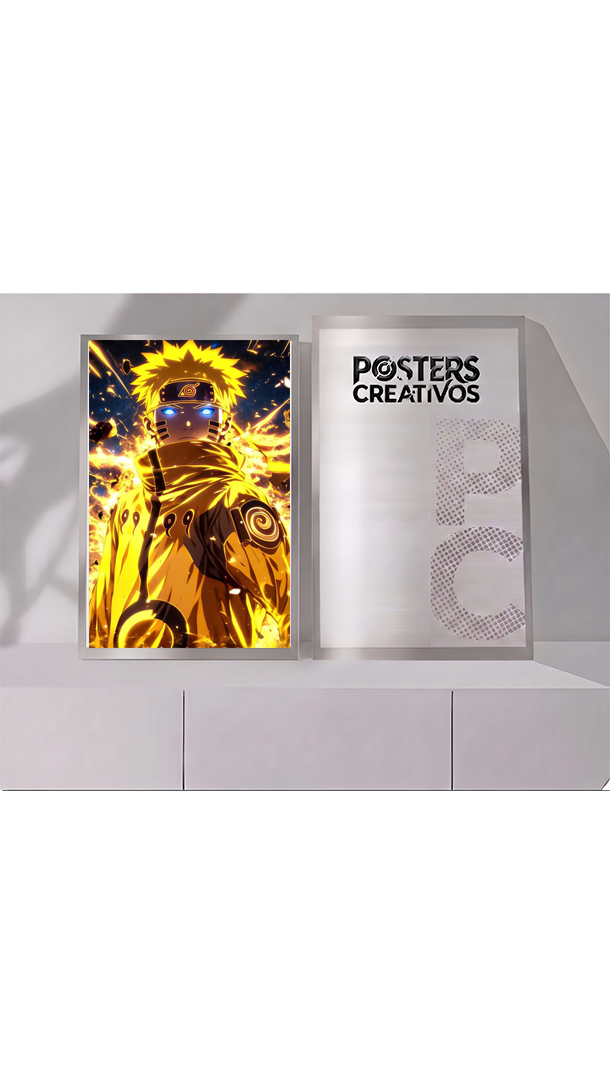 Poster Creativo Metalico Naruto Silueta Dorada