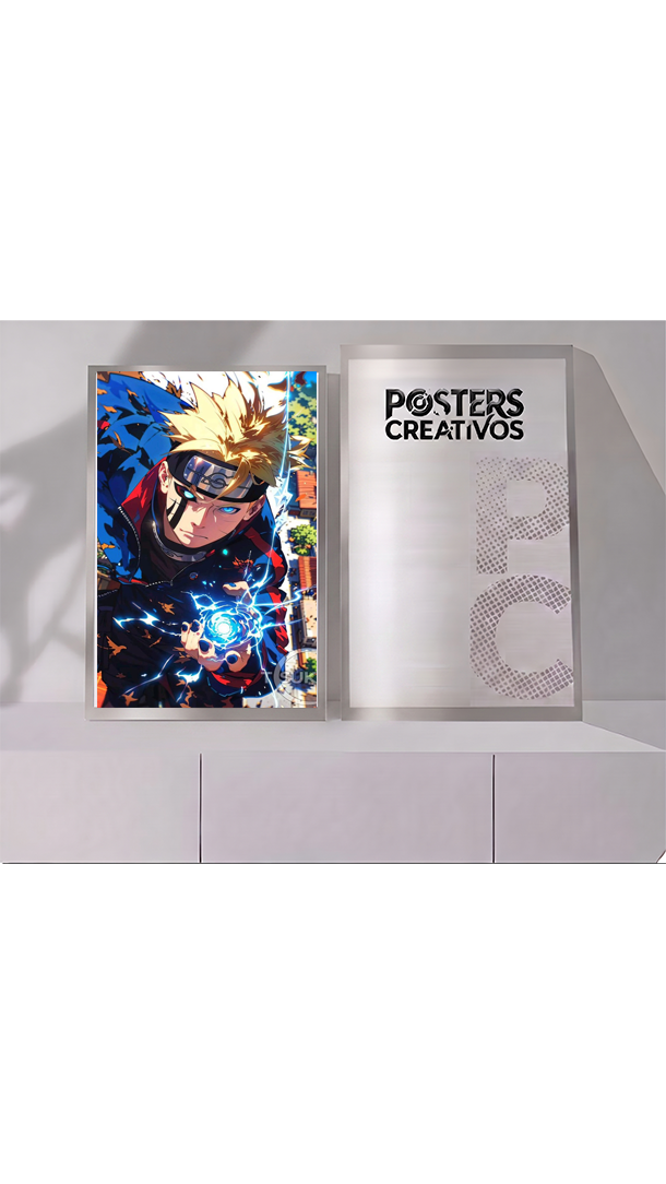 Poster Creativo Metalico de Boruto Rasengan con Karma de Naruto