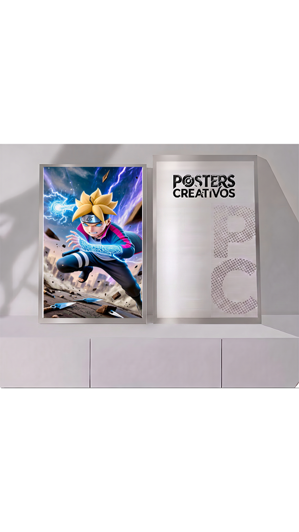 Poster Creativo Metalico de Boruto Rasengan de Naruto