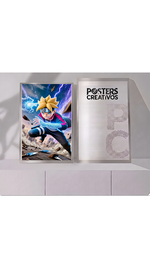 Poster Creativo Metalico de Boruto Rasengan de Naruto