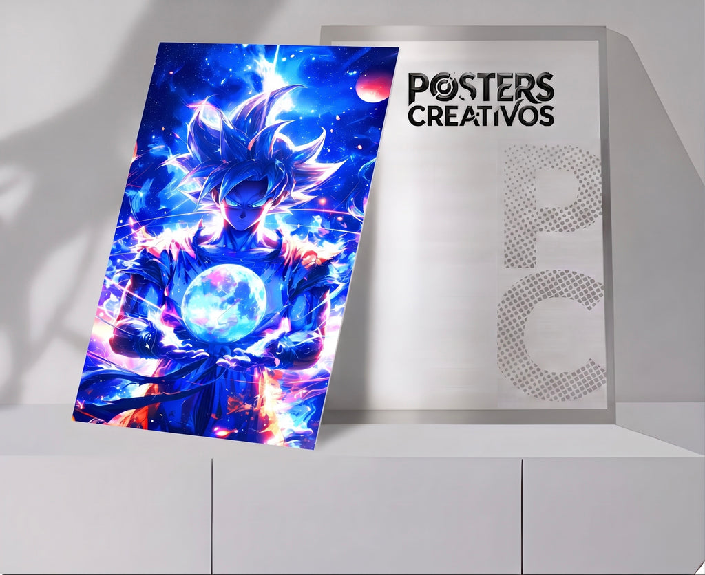 Poster Creativo Metalico de Goku_Planeta_en_sus_manos_de_Dragon_Ball.