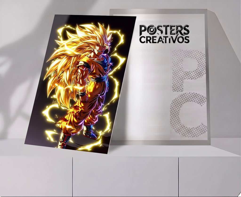 Poster Creativo Metalico de Goku Super Saiyajin 3