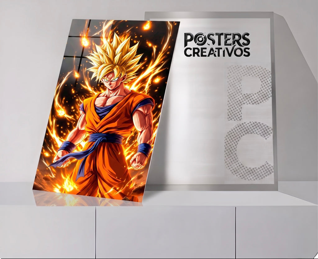Poster Creativo Metalico de Goku Super Saiyan