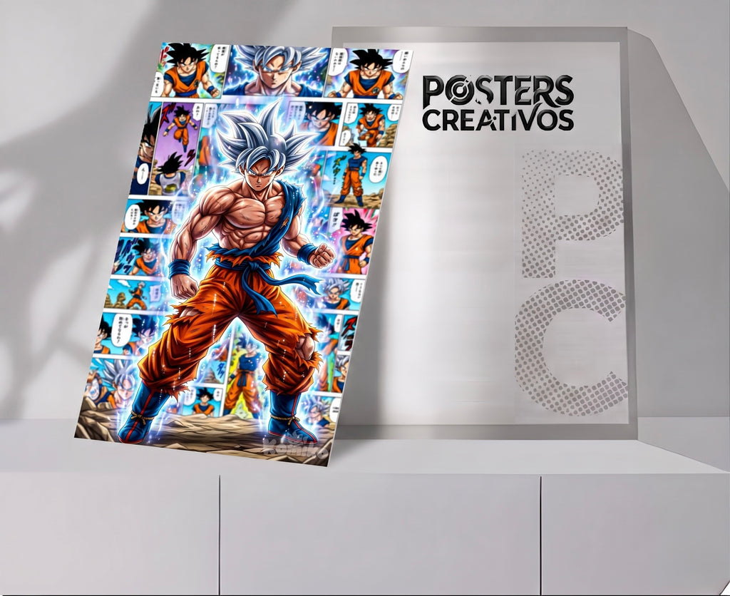 Poster Creativo Metalico de Goku Ultra Instinto Historieta Color2