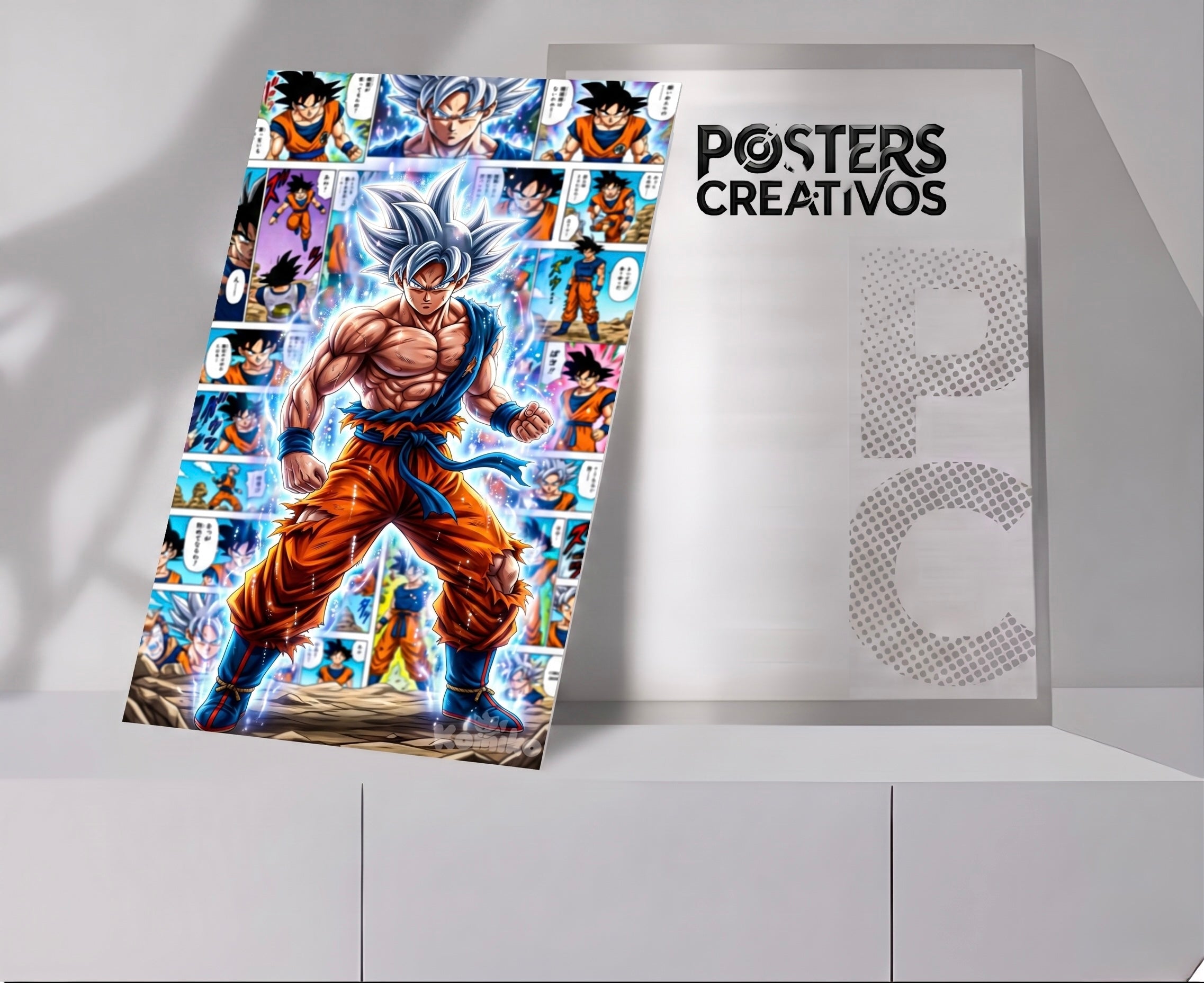 Poster Creativo Metalico de Goku Ultra Instinto Historieta Color2