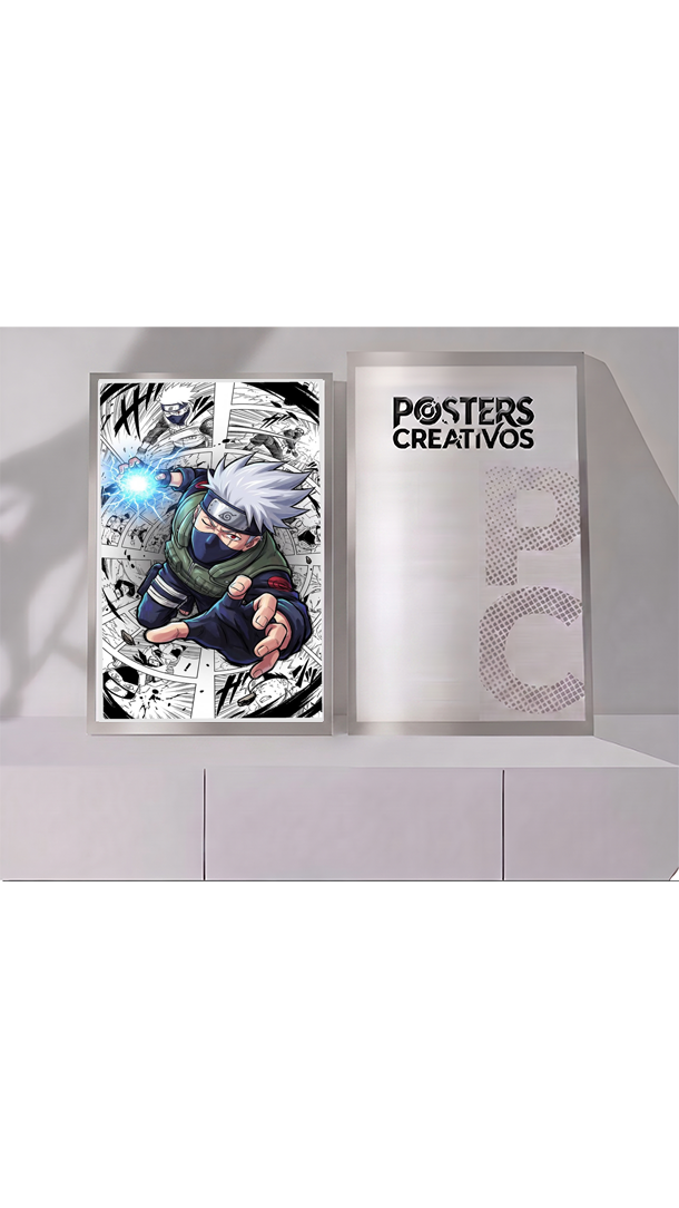 Poster Creativo Metalico de Kakashi Rasengan Historieta de Naruto