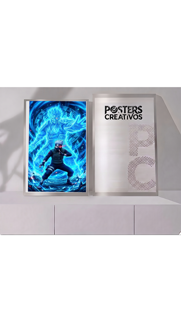 Poster Creativo Metalico de Kakashi Susanoo Azul de Naruto
