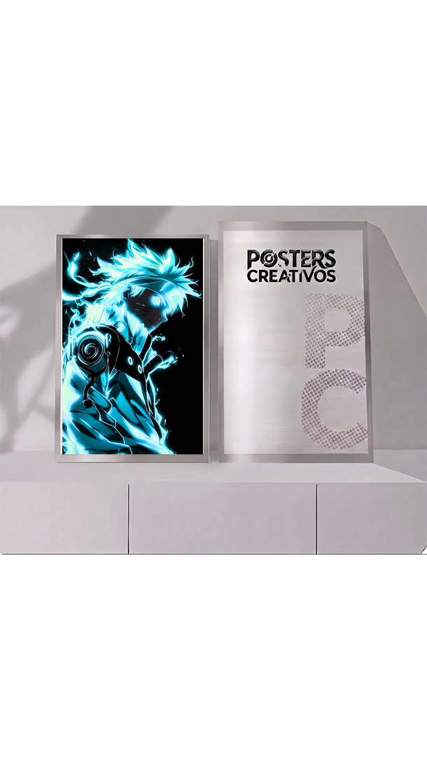 Poster Creativo Metalico de Naruto Aura Azul de Naruto