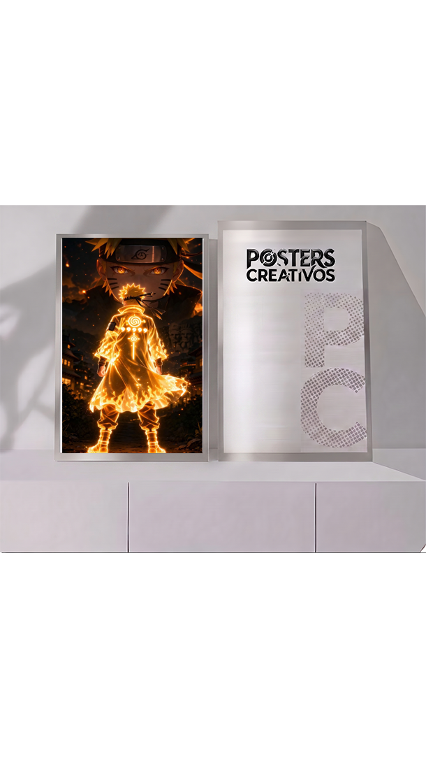Poster Creativo Metalico de Naruto Modo Sabio de los seis caminos de espaldas sombra de frente de Naruto