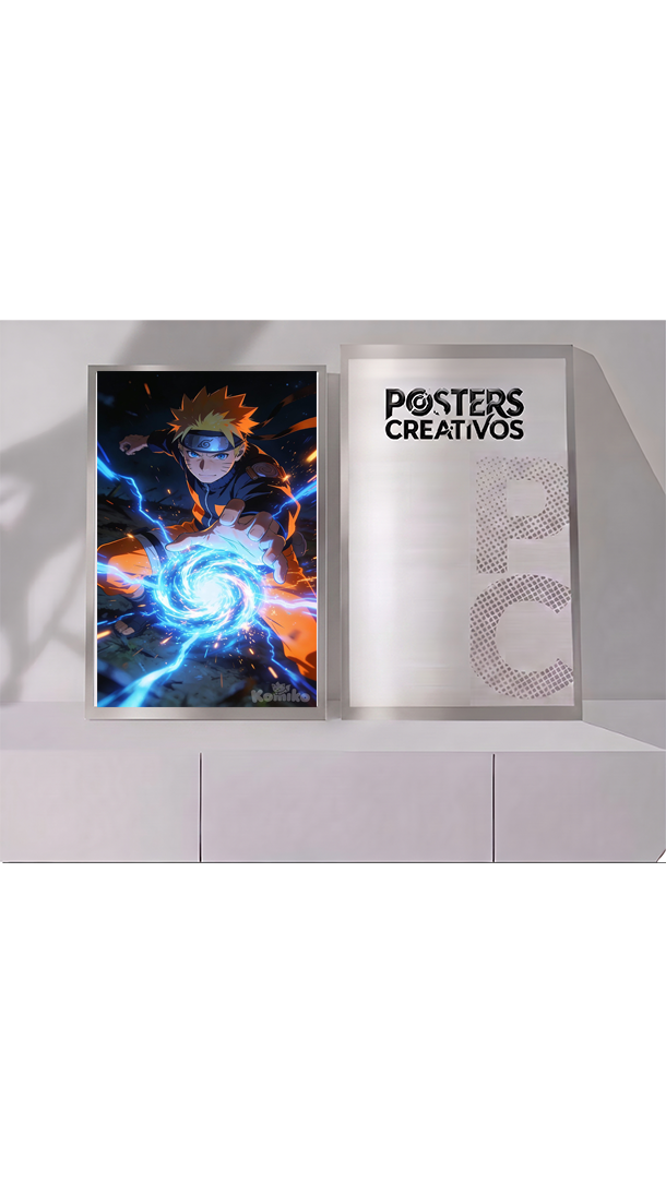 Poster Creativo Metalico de Naruto Rasengan Cuerpo Completo de Naruto