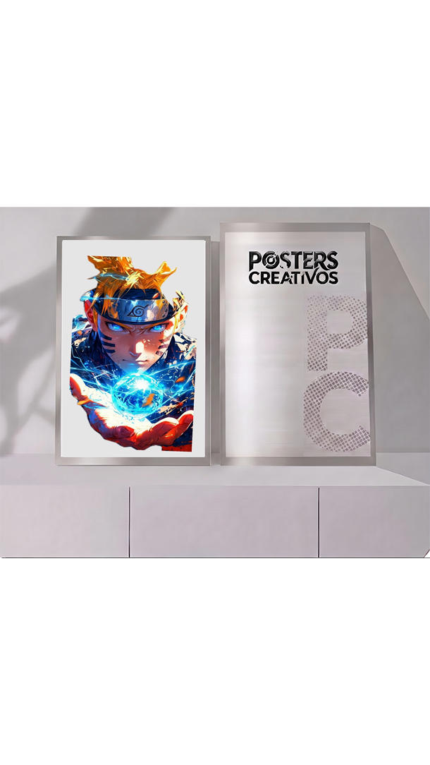 Poster Creativo Metalico de Naruto Rasengan Rostro de Naruto