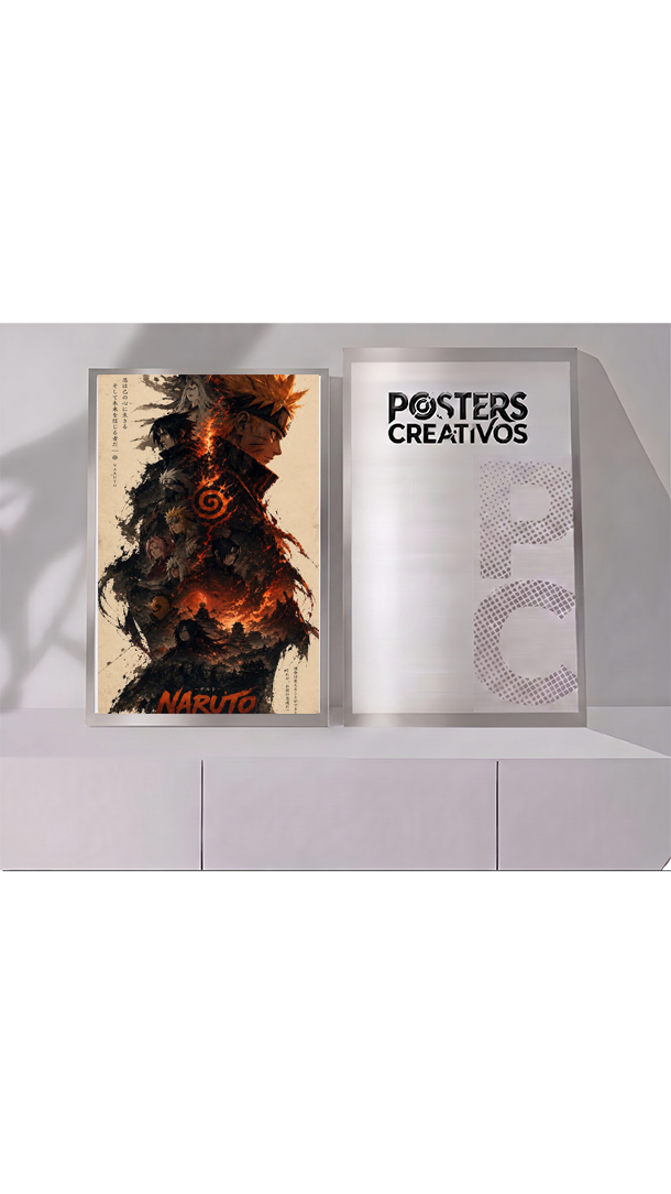 Poster Creativo Metalico de Personajes de Naruto en Collage de Naruto