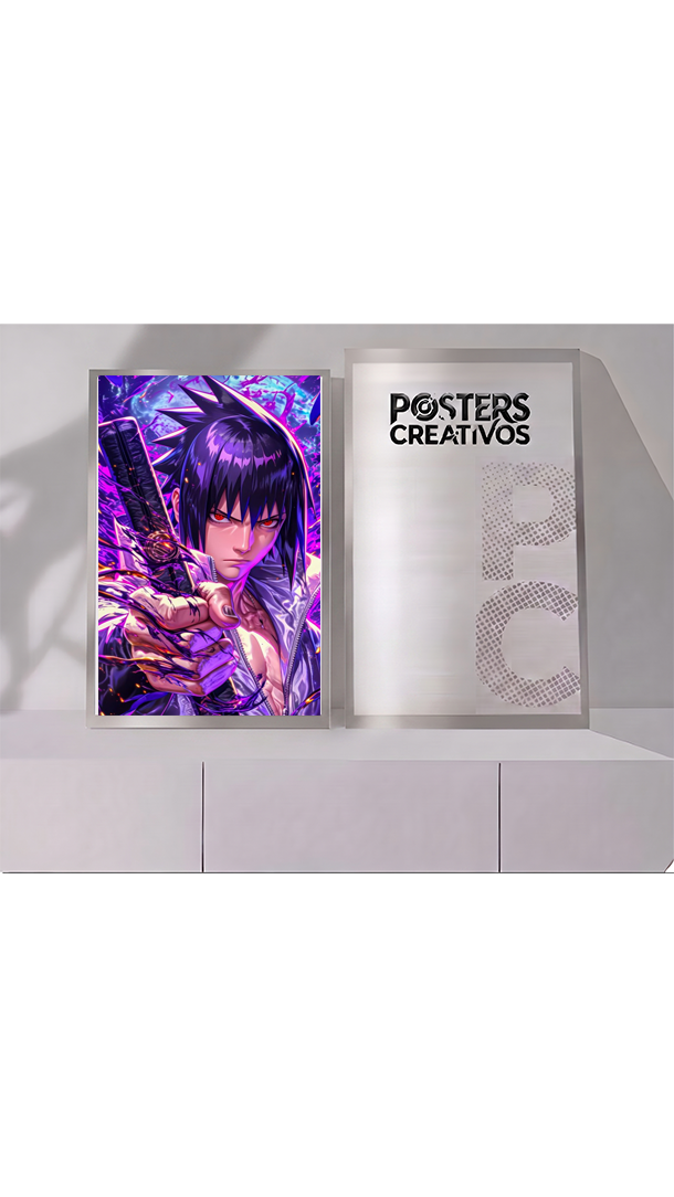 Poster Creativo Metalico de Sazuke Sosteniendo Espada de Naruto