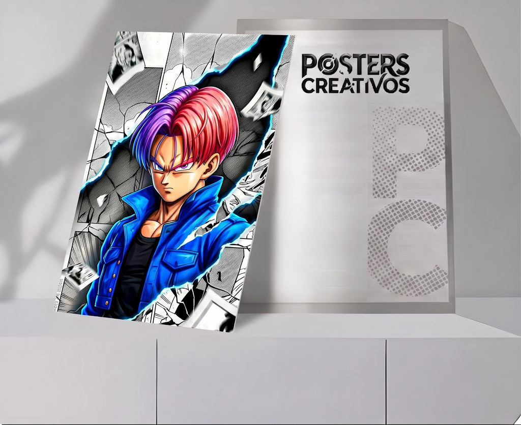 Poster Creativo Metalico de Trunks en Historieta