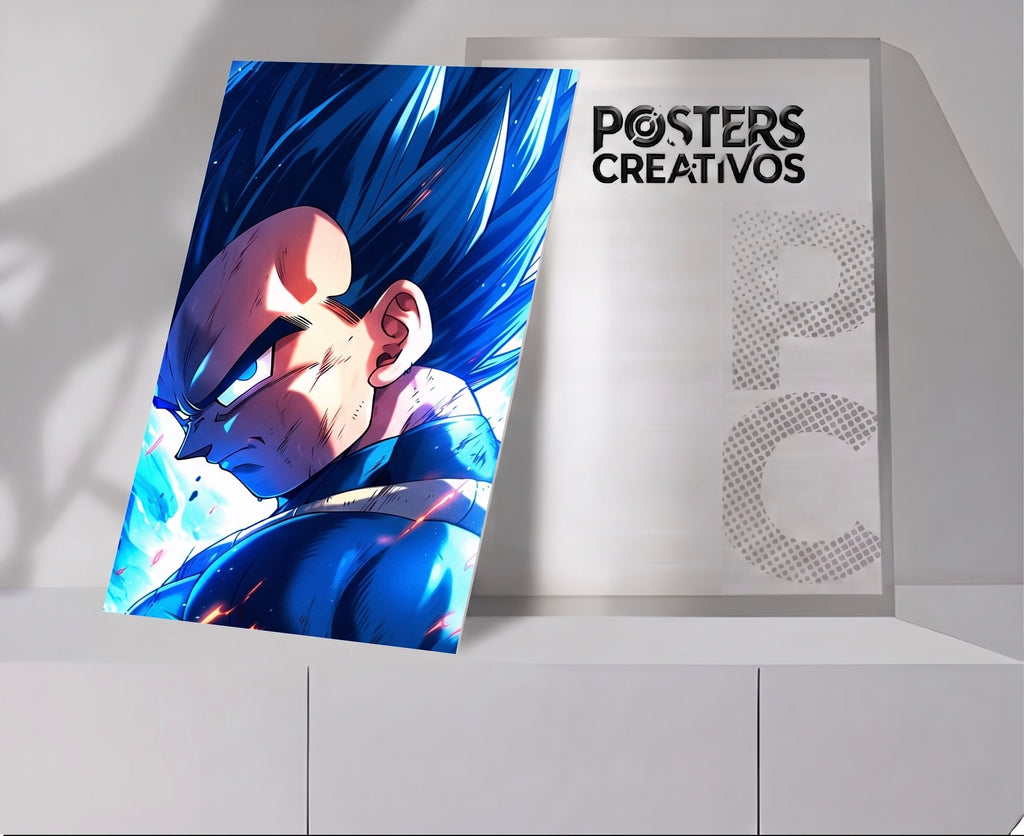 Poster Creativo Metalico de Vegeta Super Saiyayin Blue Perfil