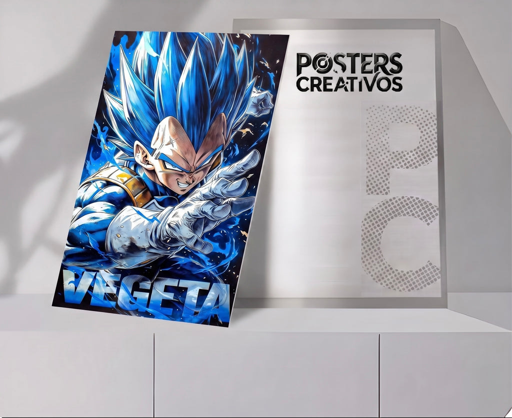 Poster Creativo Metalico de Vegeta Super Saiyayin Blue Volando
