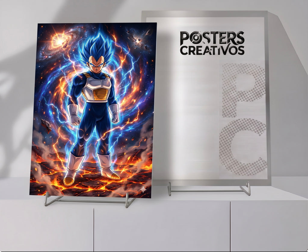 Poster Creativo Metalico de Vegeta Super Saiyayin Blue en Planeta