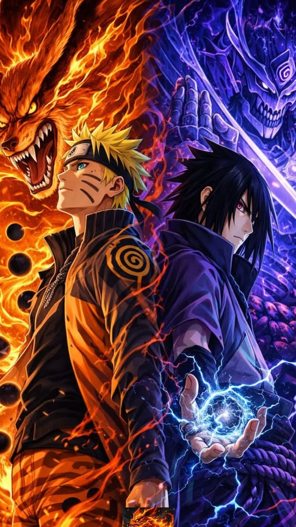 Naruto con Kurama y Sazuke con Susanoo de Naruto